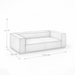 Line drawing of a sofa with dimensions labeled