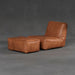 Brown leather sofa and ottoman set on a transparent background