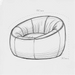 Sketch of a modern chair design on a white background