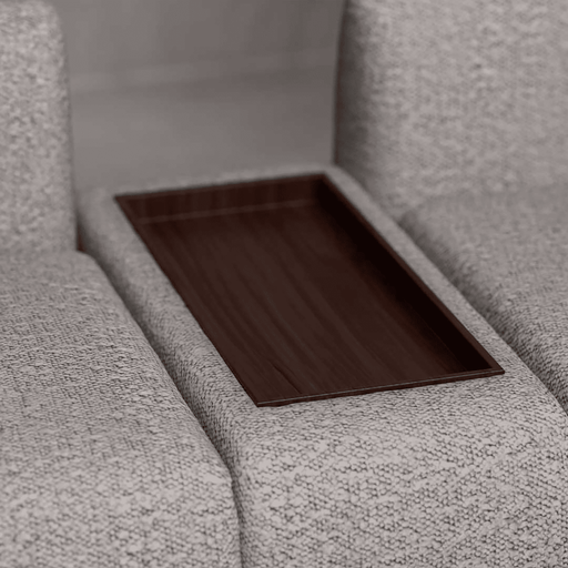 Brown tray embedded in a gray textured surface