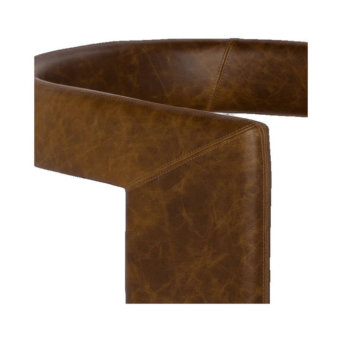 Brown leather armrest on a transparent background