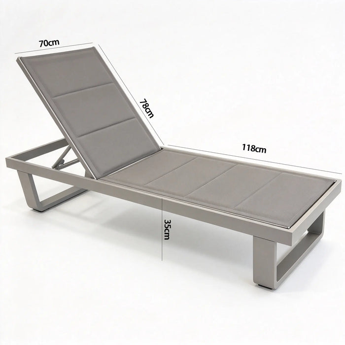 Adjustable Taupe Padded Outdoor Sun Lounger