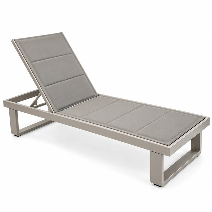 Adjustable Taupe Padded Outdoor Sun Lounger