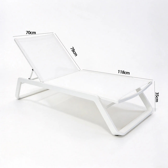 Adjustable White Mesh Outdoor Sun Lounger