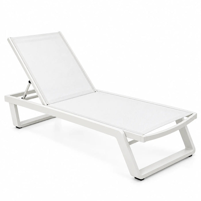 Adjustable White Mesh Outdoor Sun Lounger