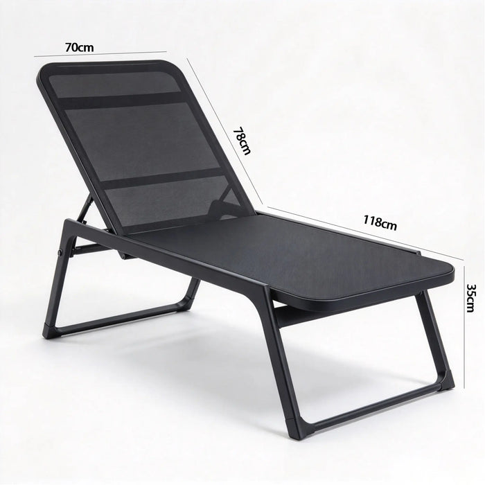 Adjustable Black Mesh Outdoor Sun Lounger