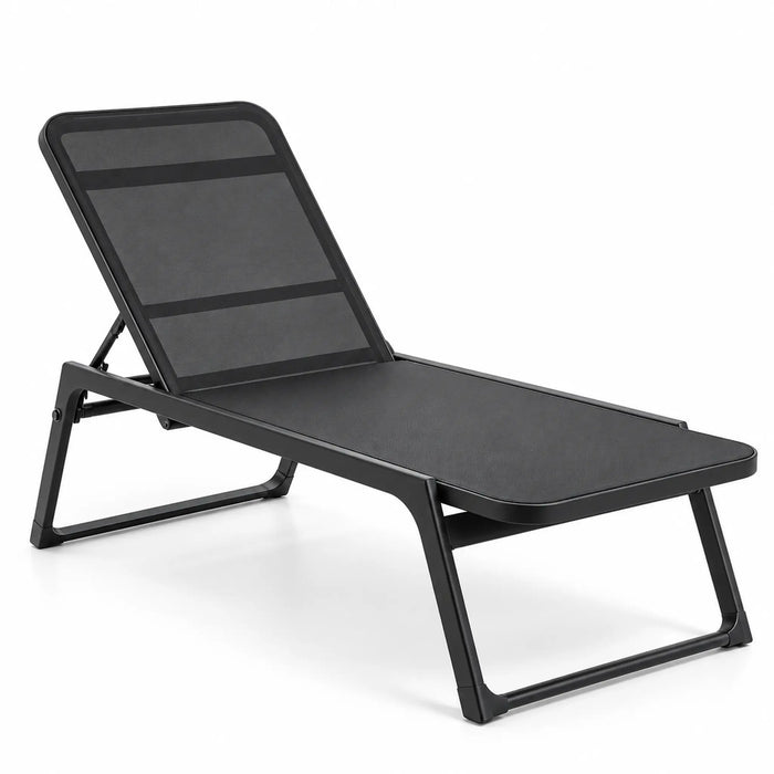 Adjustable Black Mesh Outdoor Sun Lounger
