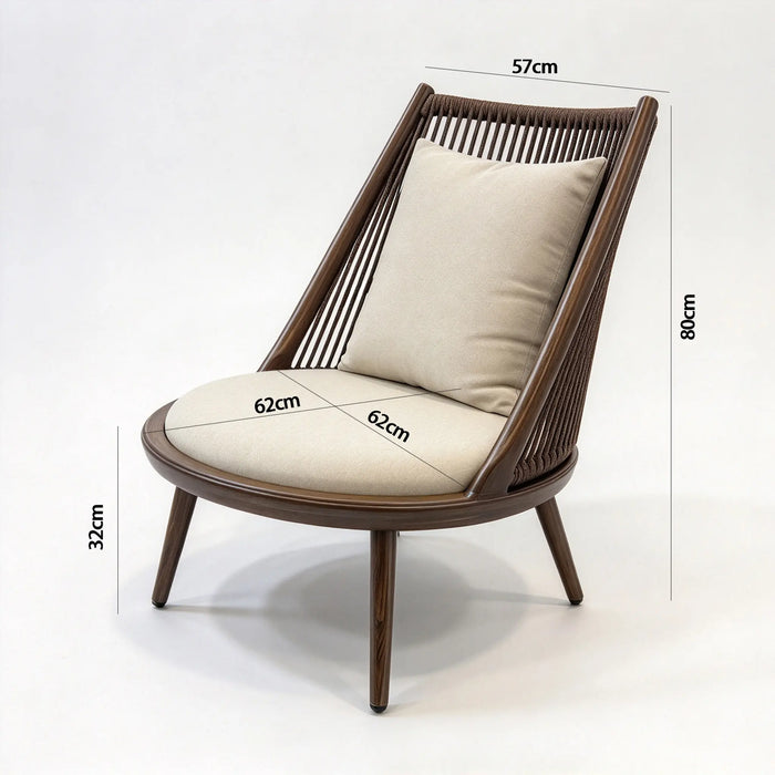 3-Piece Brown Rope Outdoor Bistro Set with Round Table