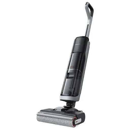 Black and silver vacuum cleaner on a white background