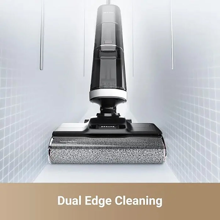 Vacuum cleaner with dual edge cleaning feature on a white background