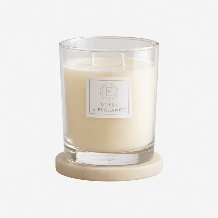Elegance Musk Bergamot Scented Jar Candle 255Gm - Blue - 50Hrs