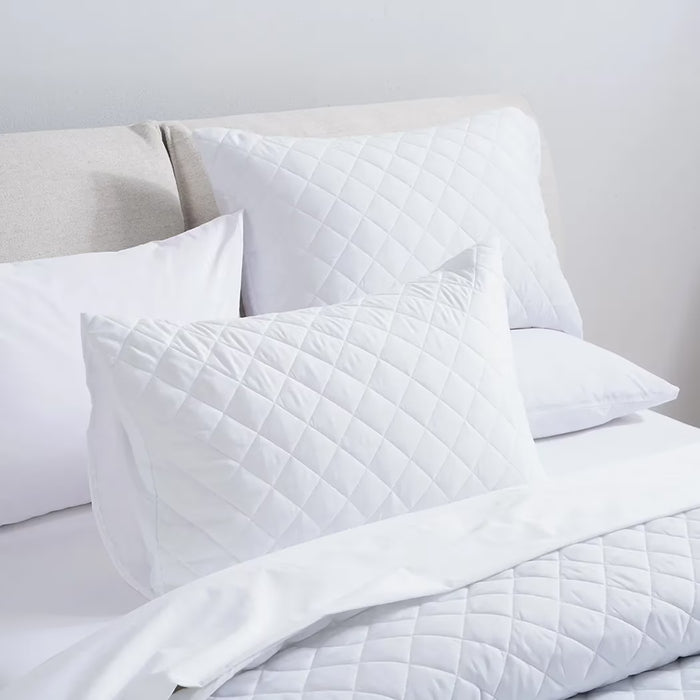 Essential 3-Piece Diamond Quilted Bedspread Set 160X220Cm - White