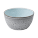 Ceramic bowl with blue interior and gray exterior on a transparent background