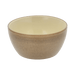 Ceramic bowl with a beige interior and brown exterior on a transparent background