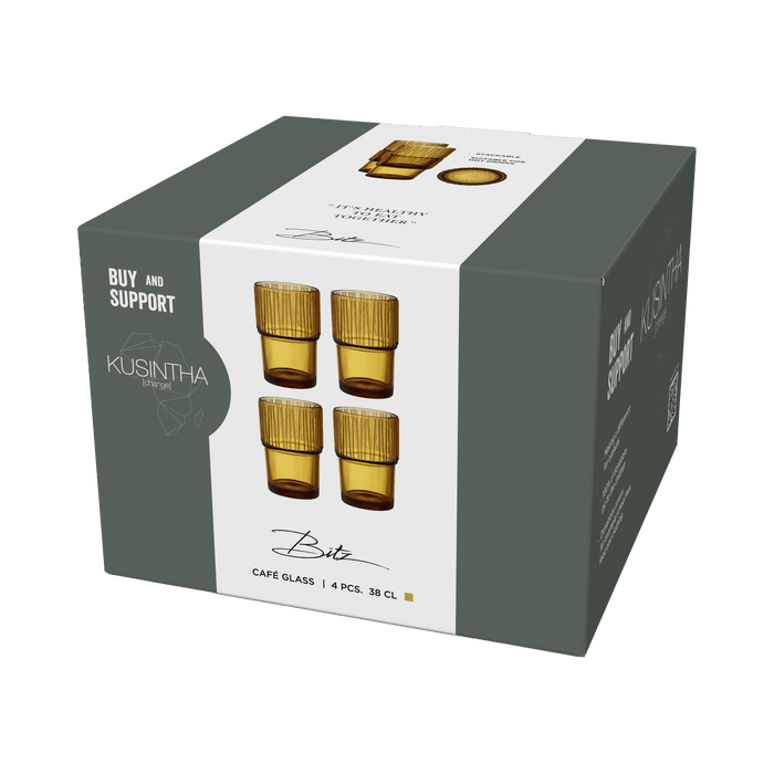 Cafe Glass Kusintha 4 Pcs Amber