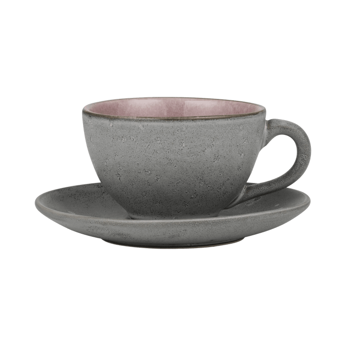 Cup W Saucer Grey/Light Pink