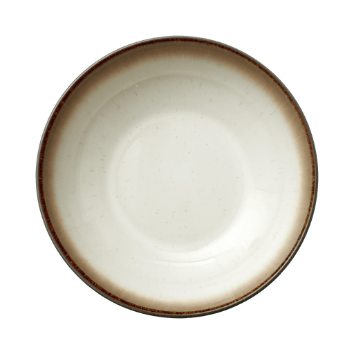 Ceramic plate with a brown rim on a transparent background