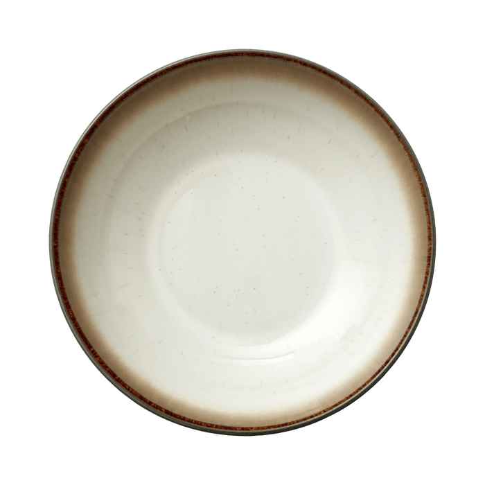 Ceramic plate with a brown rim on a transparent background