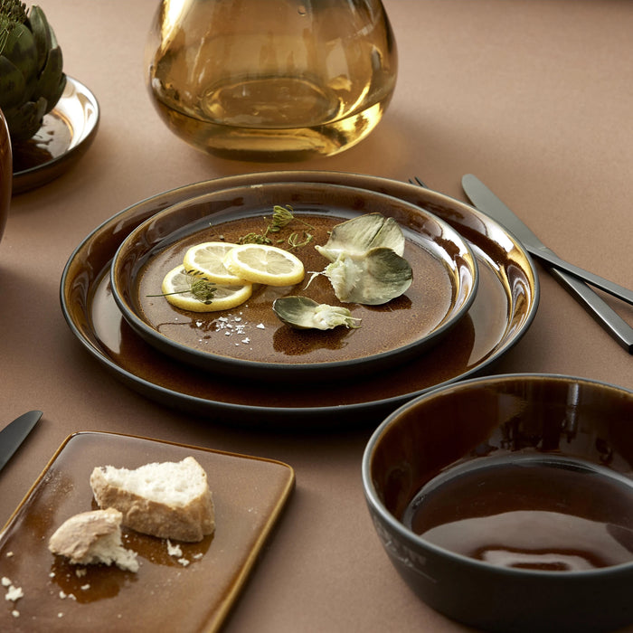 Plate Gastro Black/Amber 21x21x2.5cm
