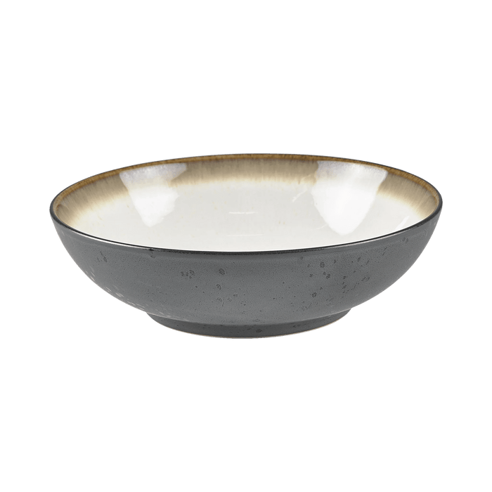 Ceramic bowl with a metallic rim on a transparent background
