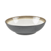 Ceramic bowl with a metallic rim on a transparent background
