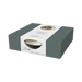 Box packaging of a ceramic bowl with branding on a green background