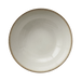 White ceramic bowl with brown rim on a transparent background