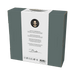 Product packaging with a person's face on the label against a green background