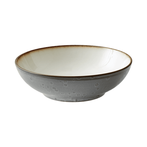 Ceramic bowl with a brown rim on a transparent background