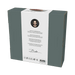 Product packaging with a man's face and text on a green background