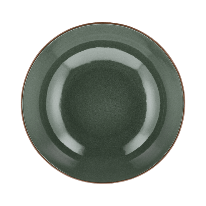 Green ceramic plate on a transparent background