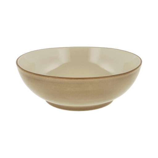 Beige ceramic bowl on a white background