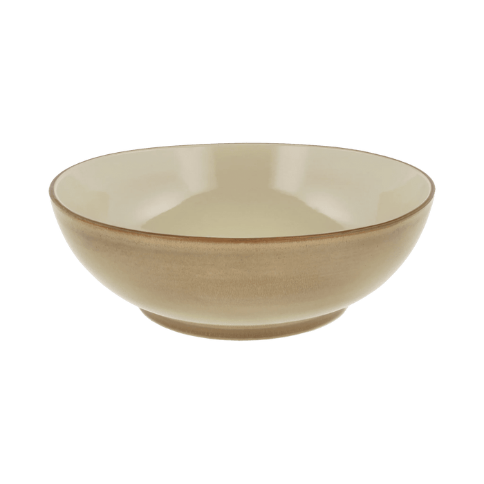 Beige ceramic bowl on a white background