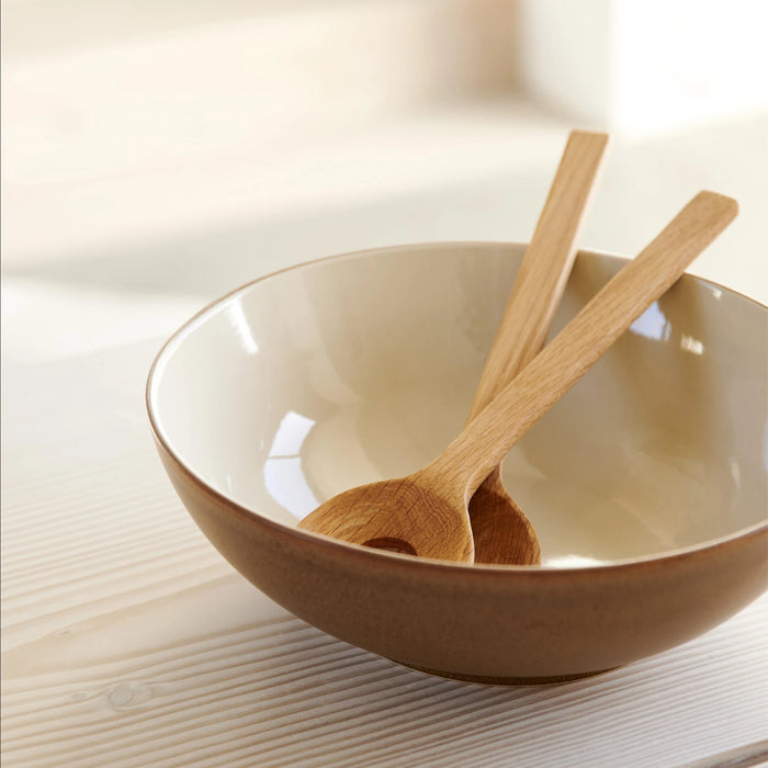 Salad Bowl Wood Wood/Sand Stoneware 25x24x7cm