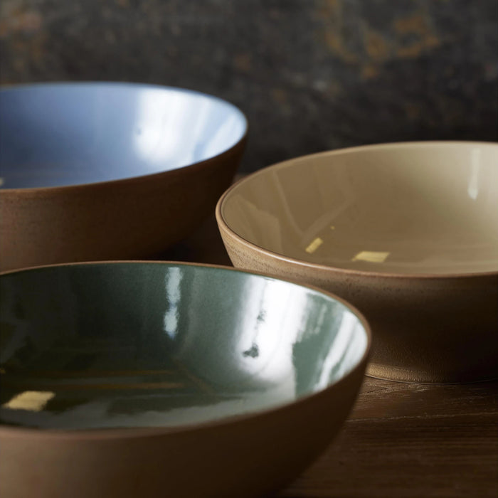Salad Bowl Wood Wood/Sand Stoneware 25x24x7cm