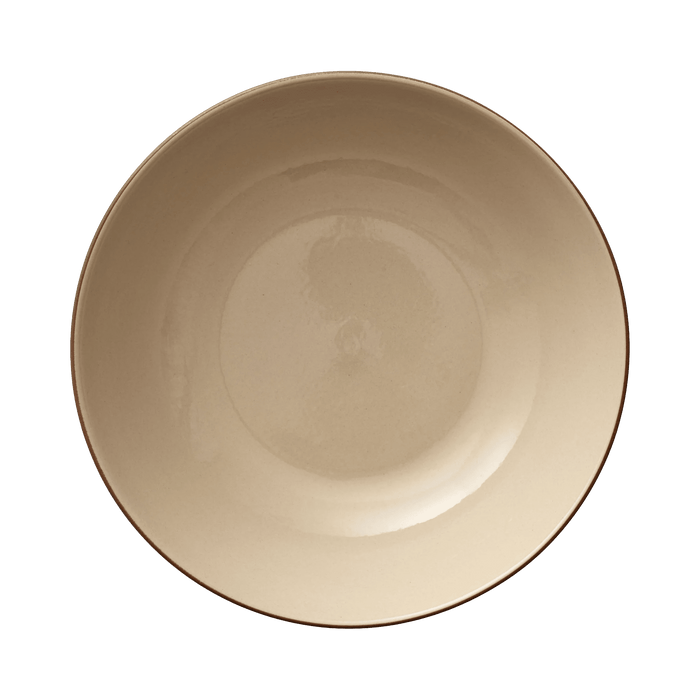 Salad Bowl Wood Wood/Sand Stoneware 25x24x7cm