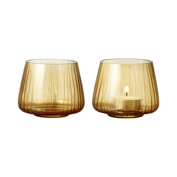 Tealight Holder Kusintha 2 Pcs Amber Glass