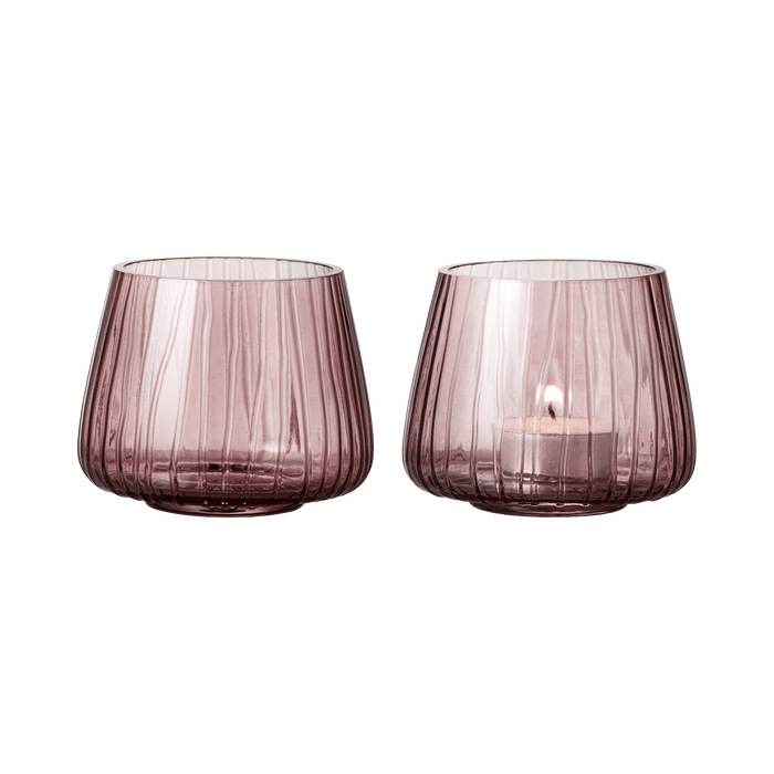 Tealight Holder Kusintha 2 Pcs Pink Glass