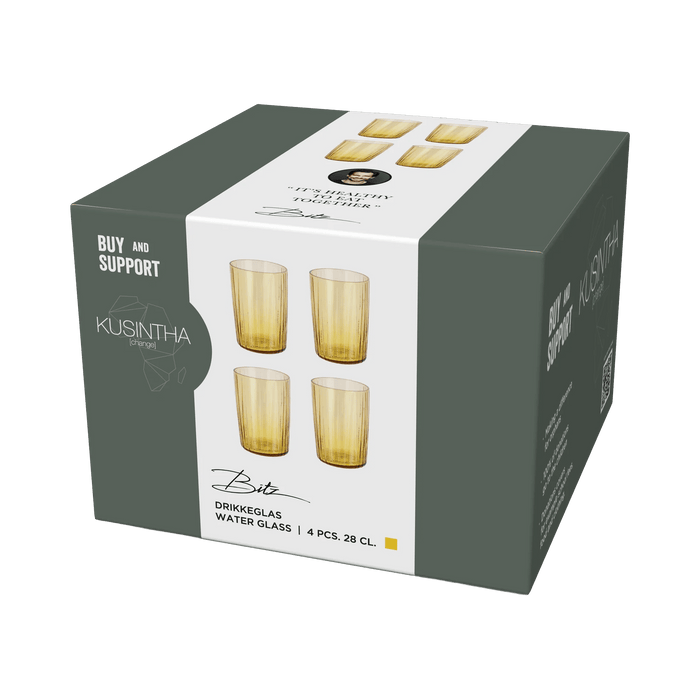 Water Glass Kusintha 4 Pcs Amber