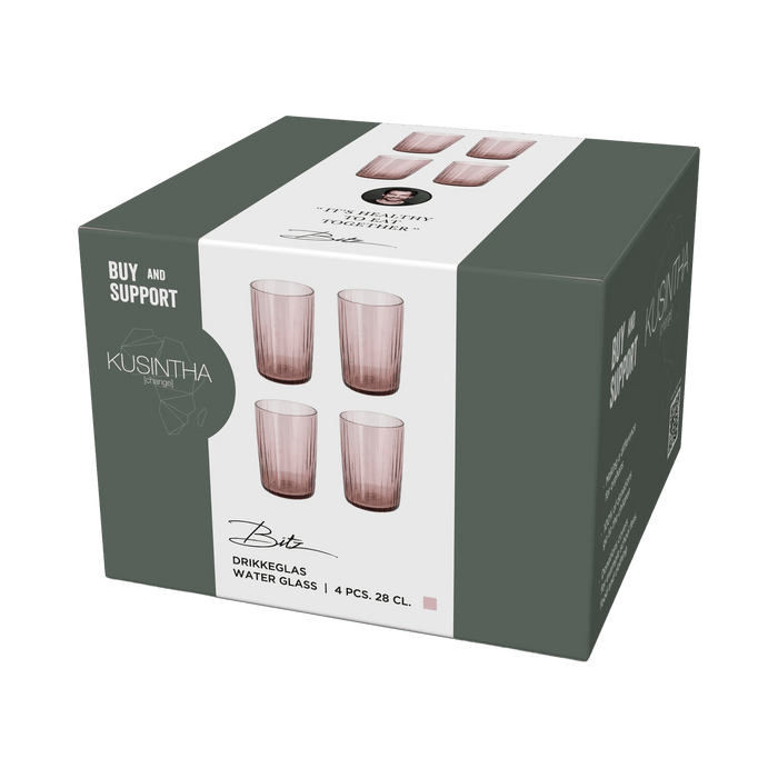 Water Glass Kusintha 4 Pcs Pink