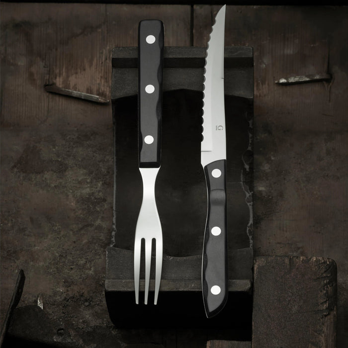 Steak Cutlery Old Farmer Black 4 Parts Black/Steel