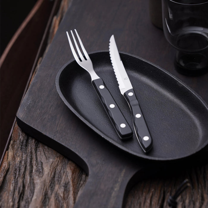 Steak Cutlery Old Farmer Black 4 Parts Black/Steel