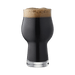 Glass of dark beer with a foamy head on a white background