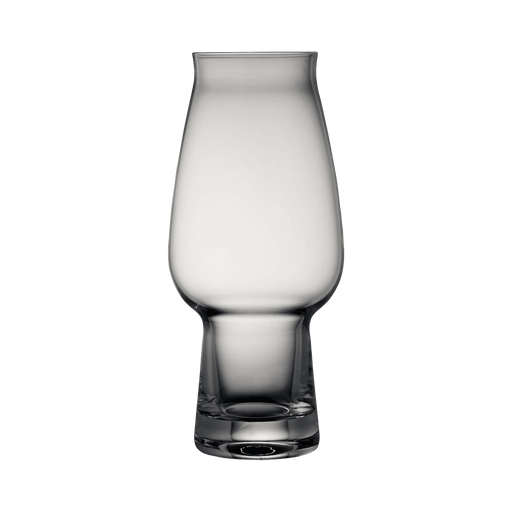 Clear glass tumbler on a white background