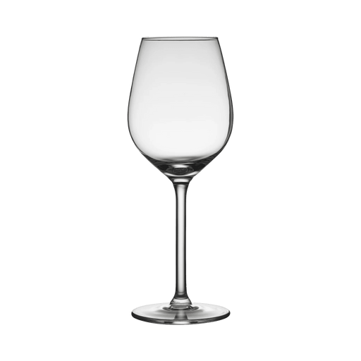 Clear wine glass on a white background