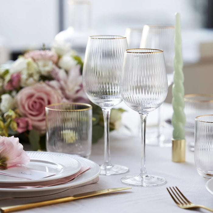 White Wine Glass Palermo Gold 4 Pcs