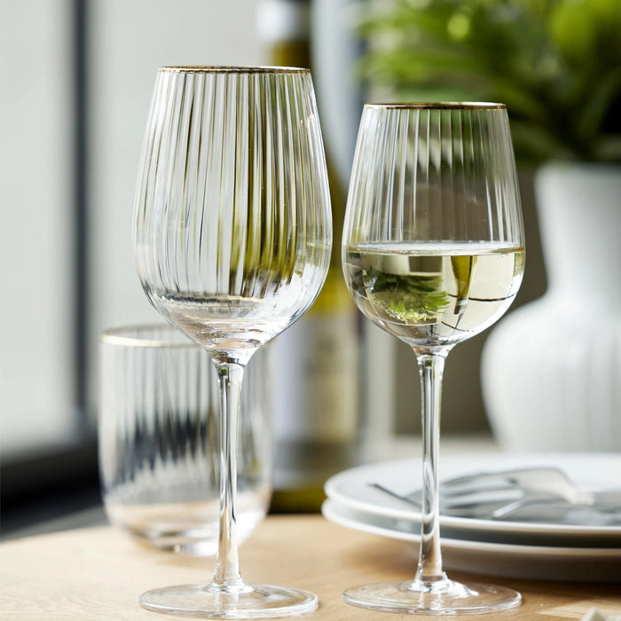 White Wine Glass Palermo Gold 4 Pcs