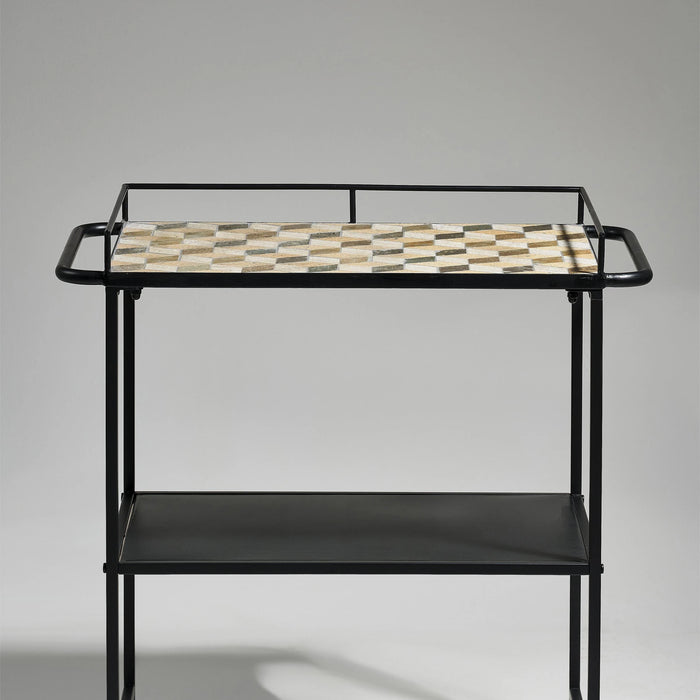 Bar Trolley Stone Insert Karv Black Iron