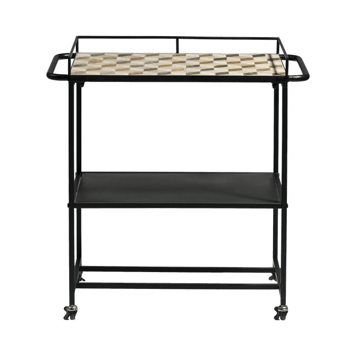Bar Trolley Stone Insert Karv Black Iron