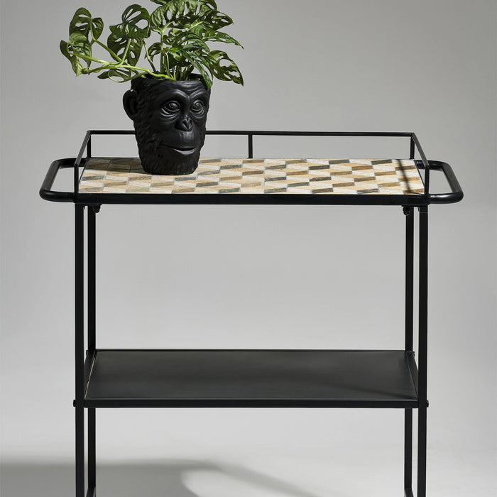Bar Trolley Stone Insert Karv Black Iron